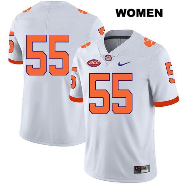 Women's Clemson Tigers #55 Hunter Rayburn Stitched White Legend Authentic Nike No Name NCAA College Football Jersey BKY2646HQ